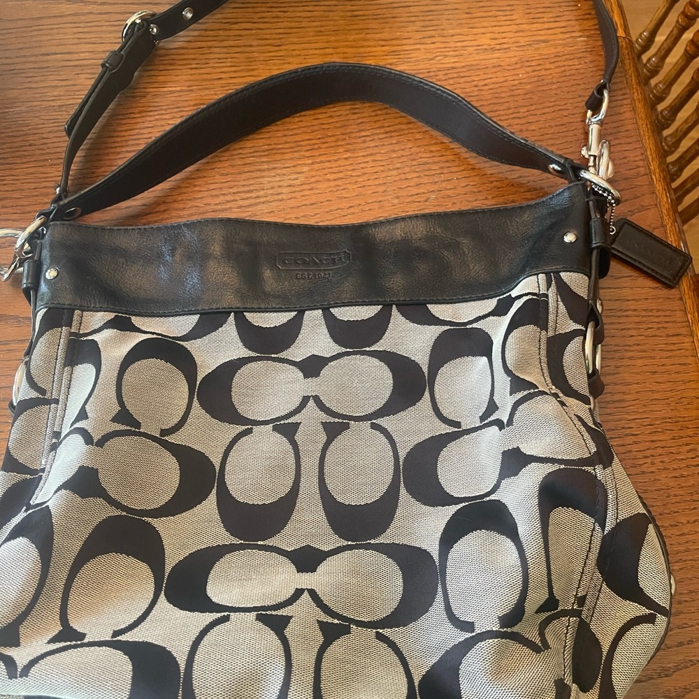 Authentic Coach Black and Gray Signature Bag
